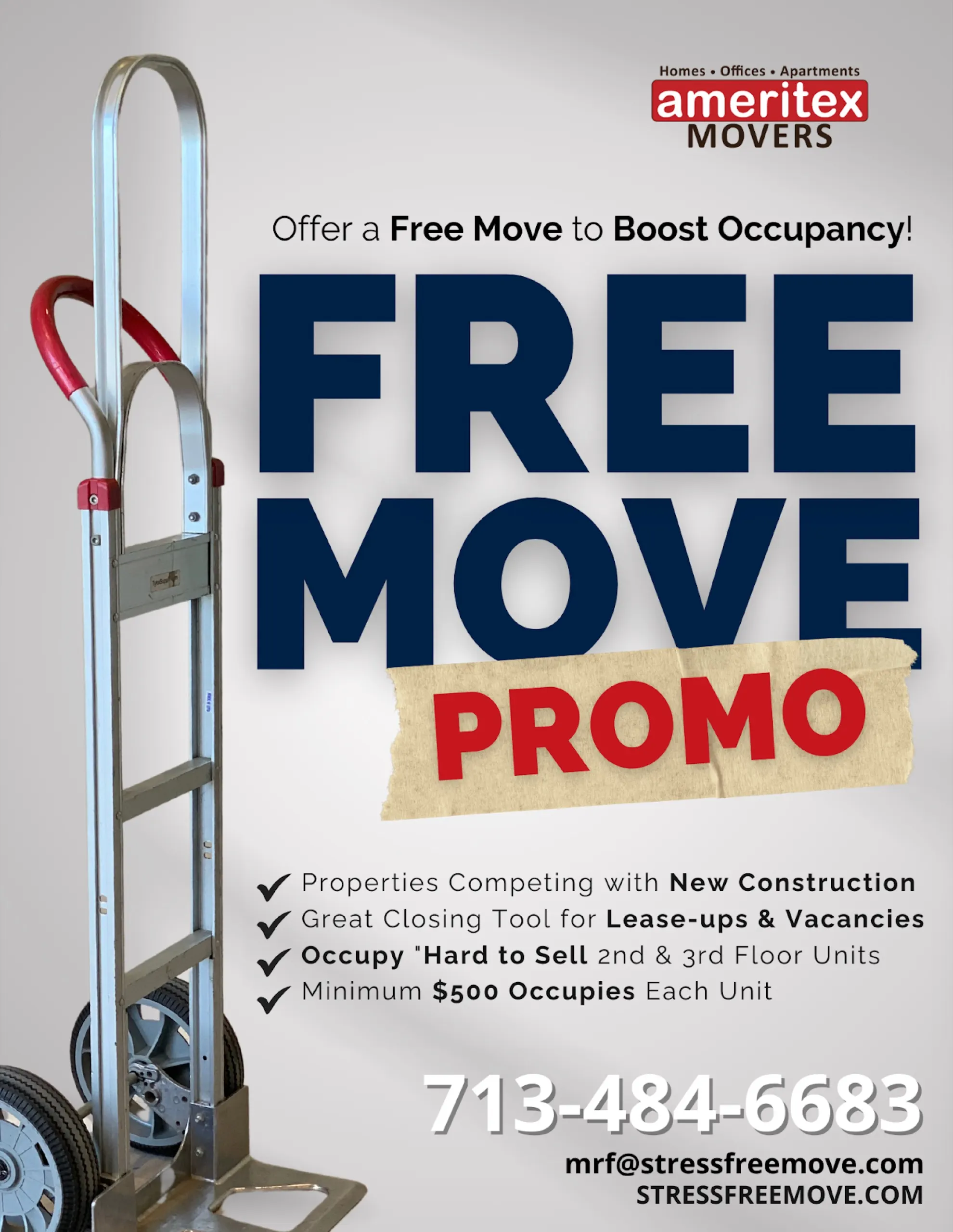 Ameritex movers free move promo flyer graphic design Houston