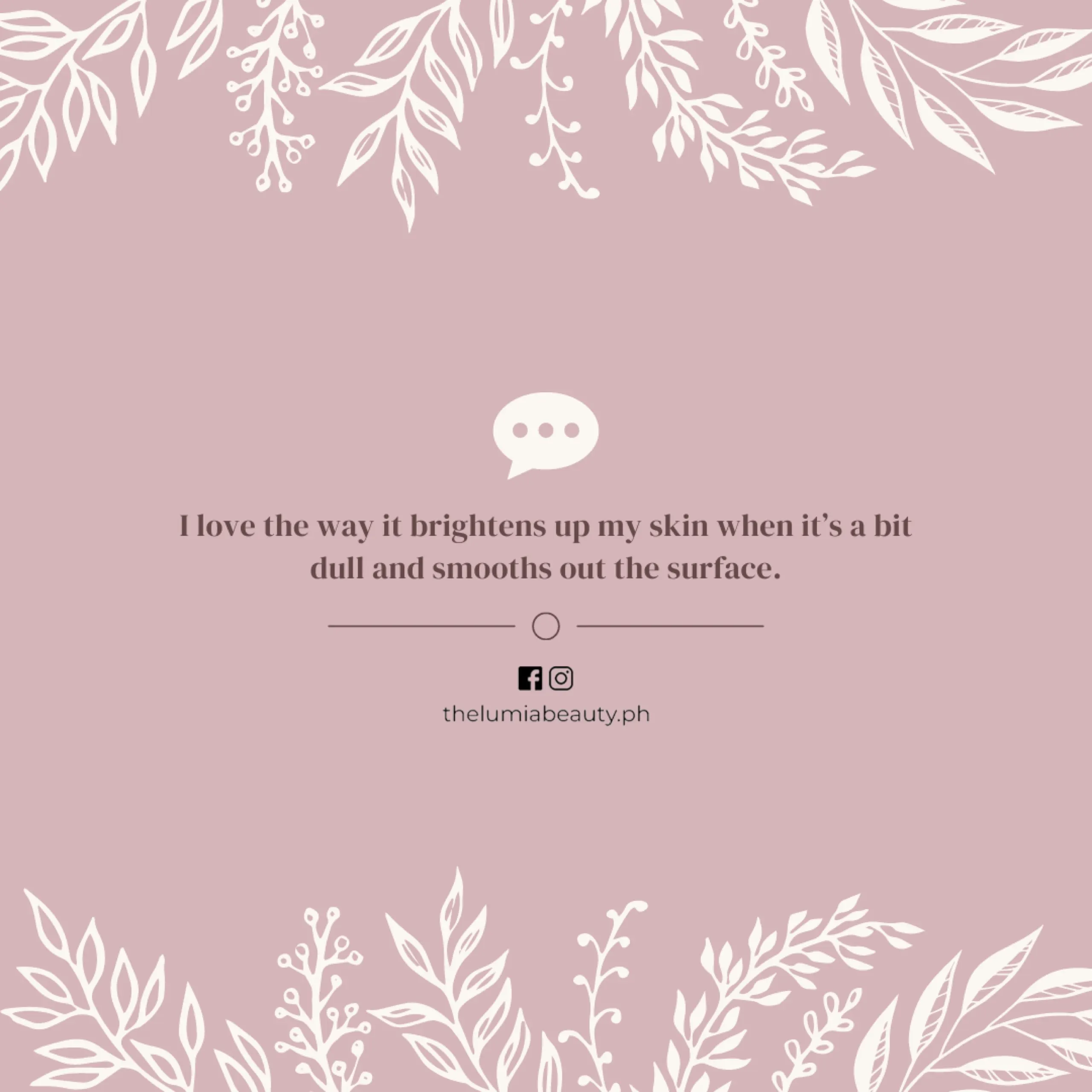 Lumia beauty customer testimonial social media post