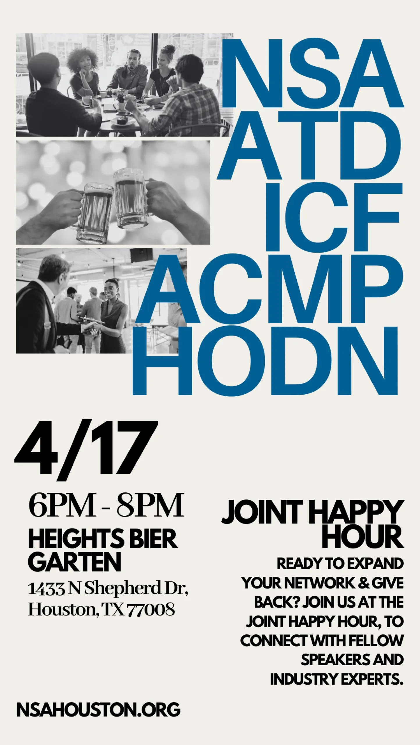 NSA Houston joint happy hour event poster design