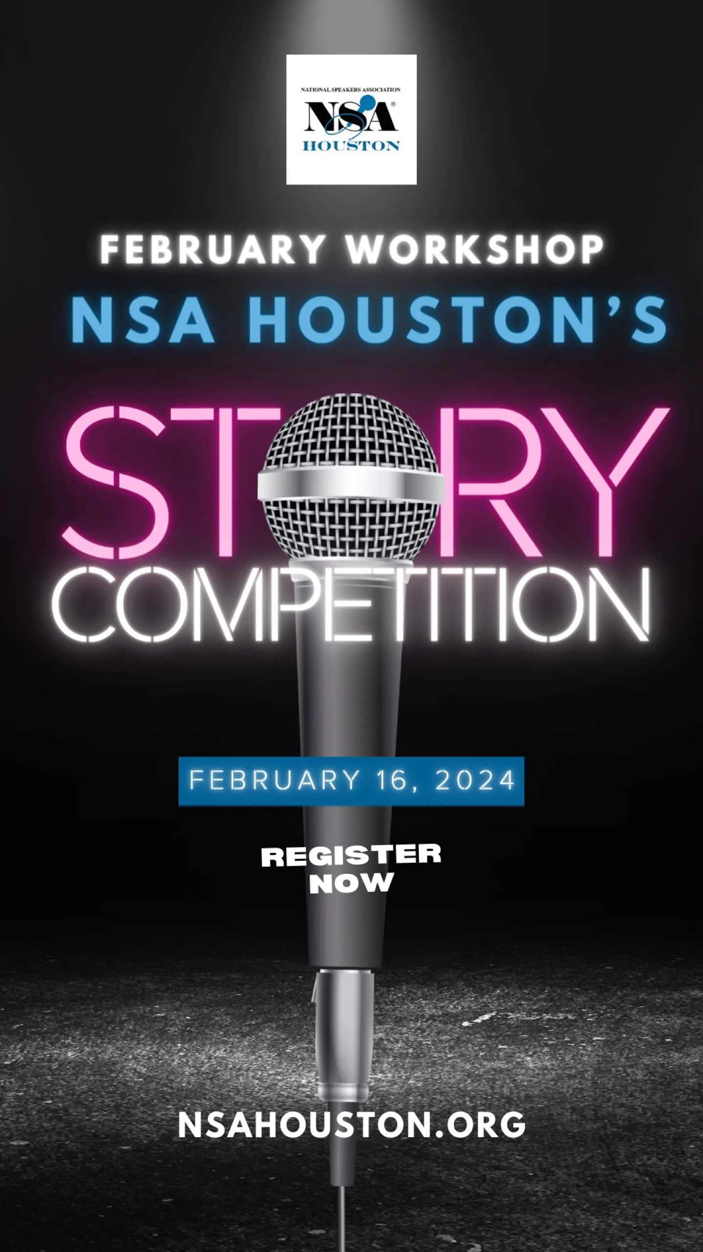 NSA Houston story competition workshop event graphic