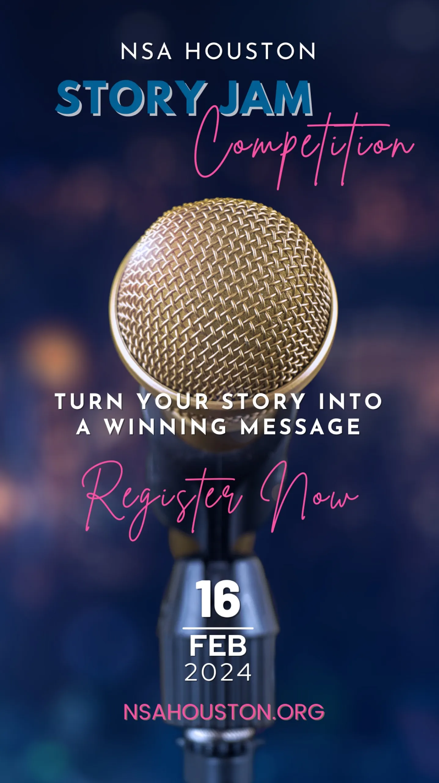 NSA Houston story jam competition event poster design