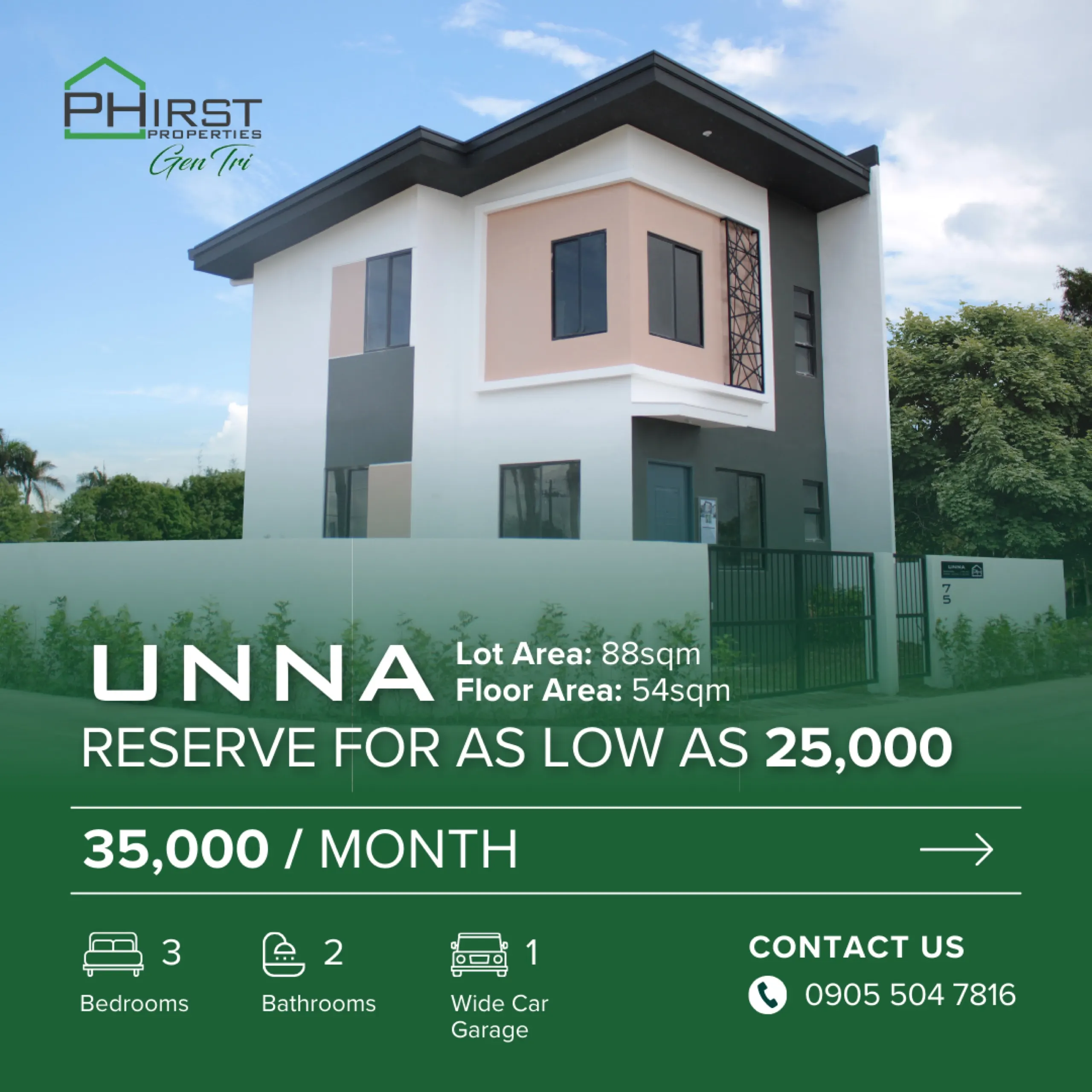 Phirst unna house model real estate social media ad design