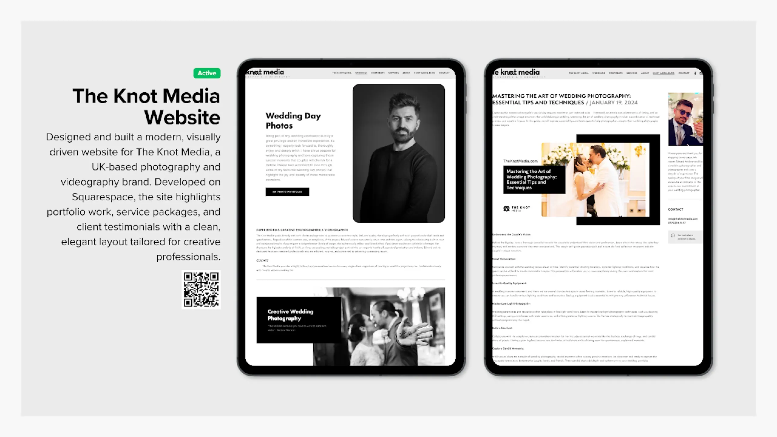 The knot media photography website design Squarespace